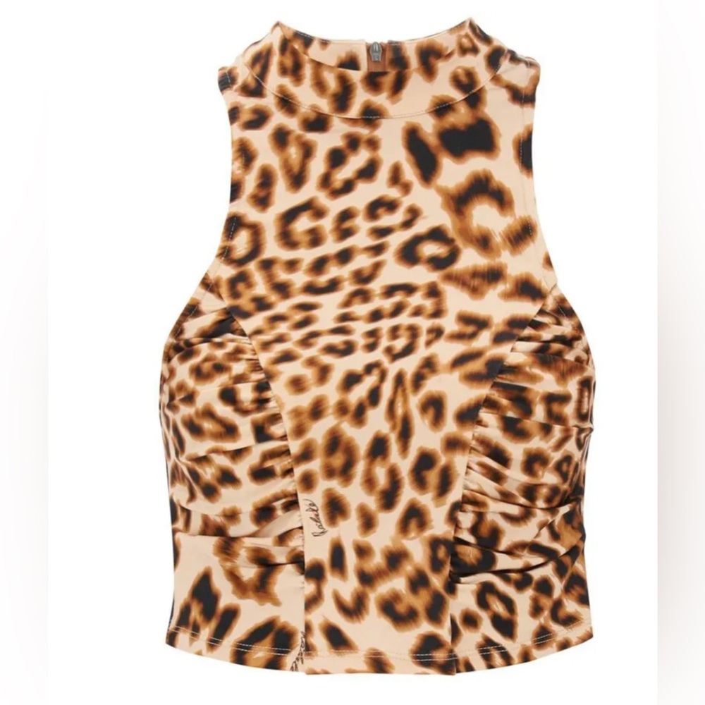 Leopard Print Sleeveless Crop Top with matching pants NWT